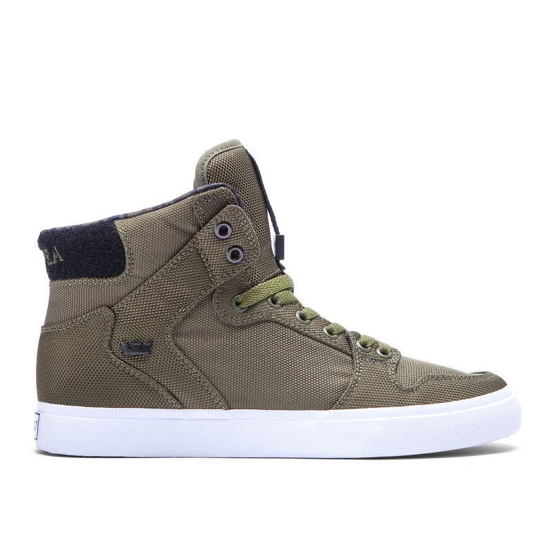 Buty Supra VAIDER - Sneakersy Wysokie Damskie - Oliwkowe (GAUQ-81792)